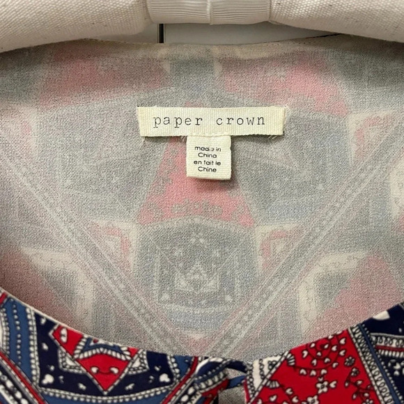 Anthropologie Paper Crown Flowy Boho Patterned Dress- L - Picture 5 of 6